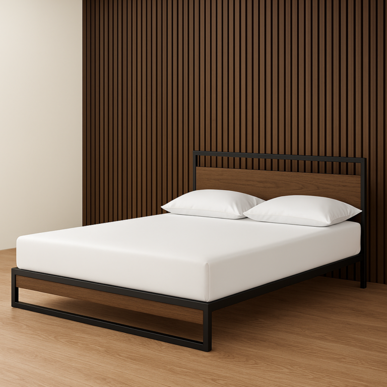 3D Rendered Furniture Steel and wood bed