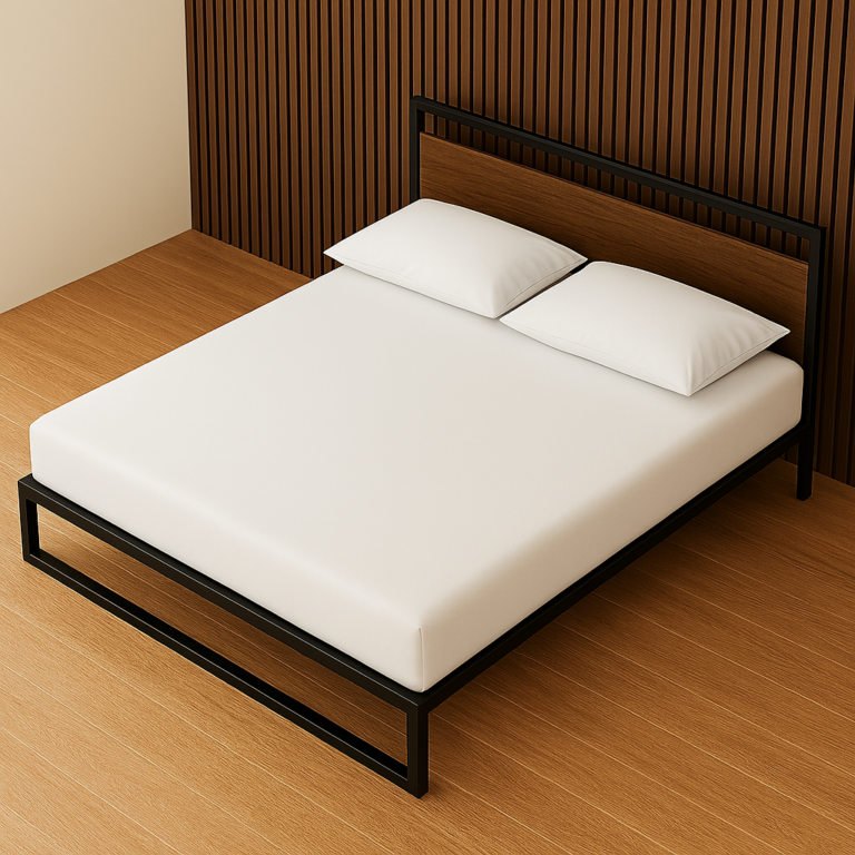3D Rendered Furniture Steel and wood bed