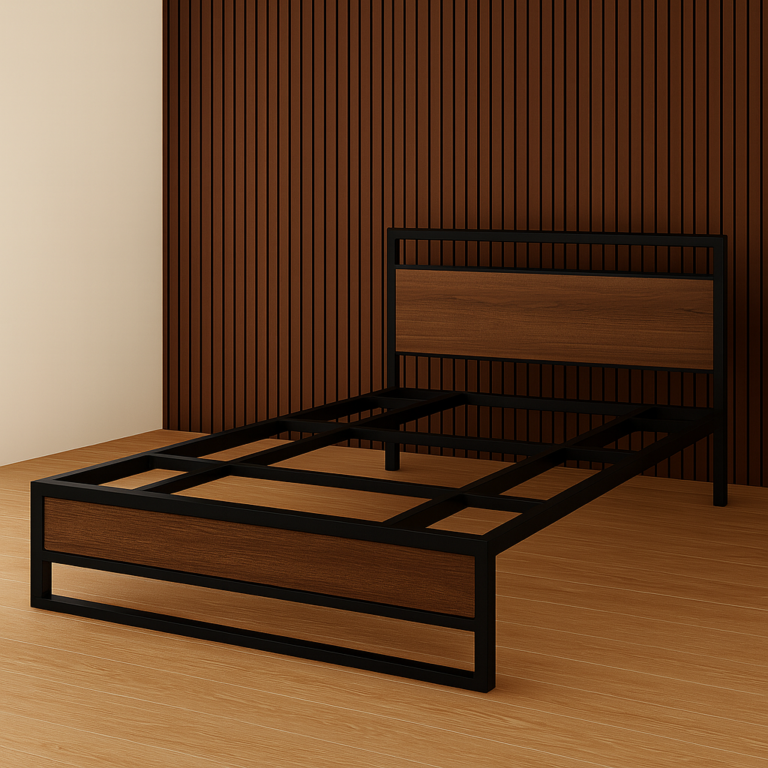 3D Rendered Furniture Steel and wood bed