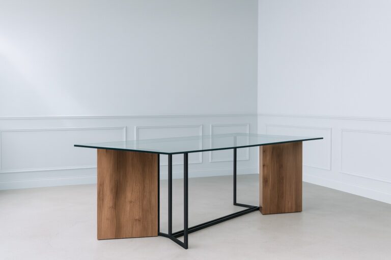 3D Rendered Furniture Steel, Glass and wood bed